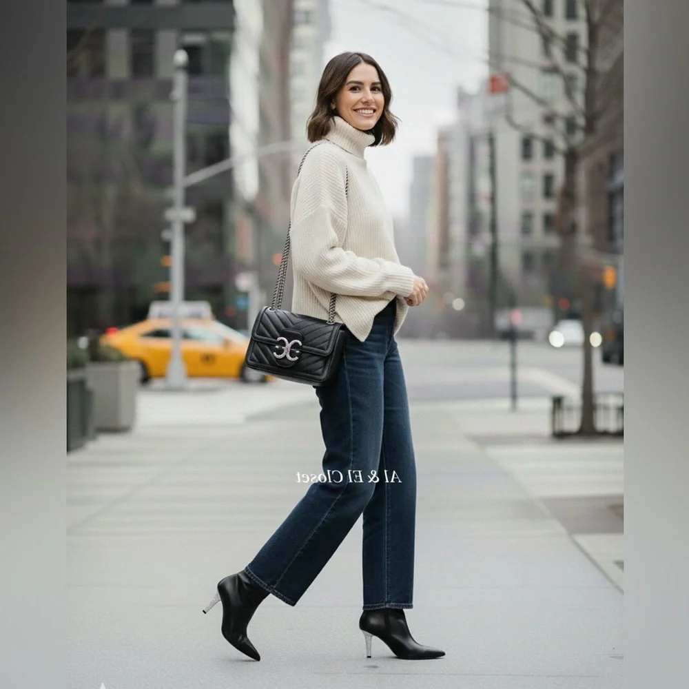 Michael Kors Halle Black Leather Bootie 7M | Crystal Stiletto Heel | New in Box - Picture 3 of 12